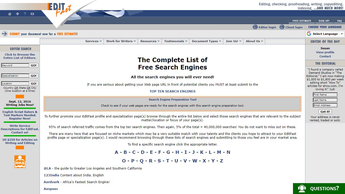 The Complete List of Free Search Engines - EditFast